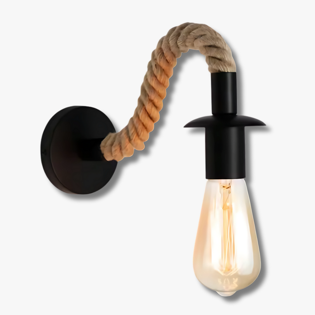 Mirello | Hemp Rope Iron Wall Lamp