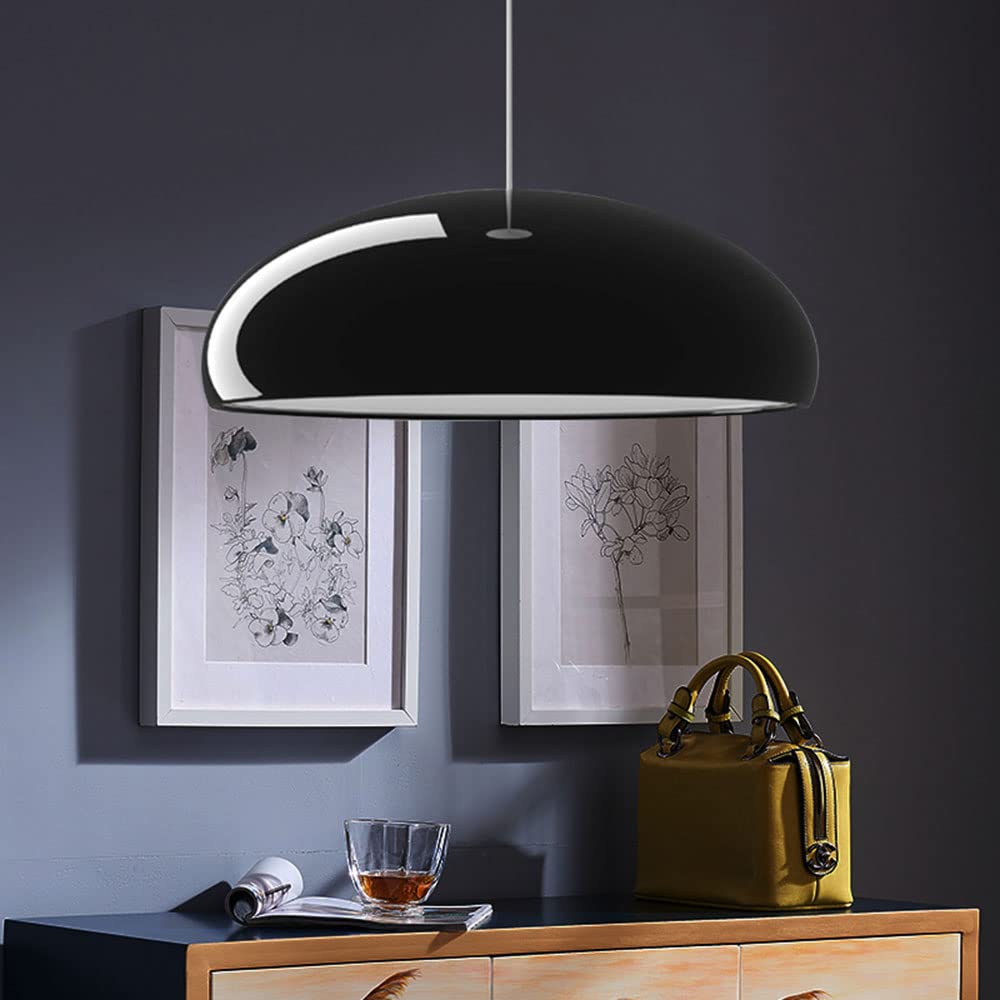 Lucento | Modern LED Pendant Light in Black, Wine Red, Orange, or White - Metal for Living Room and Bedroom