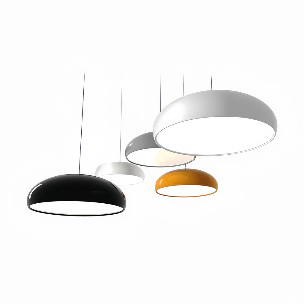 Lucento | Modern LED Pendant Light in Black, Wine Red, Orange, or White - Metal for Living Room and Bedroom