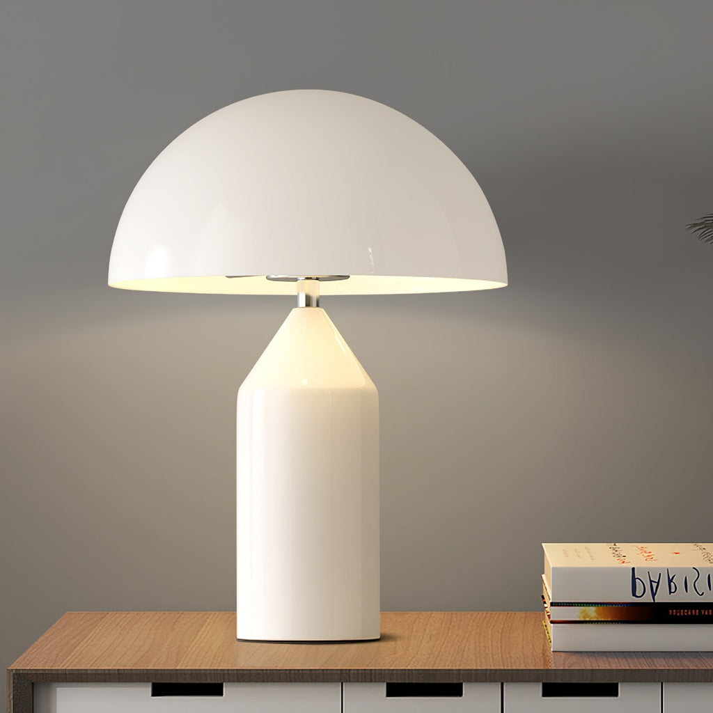 Serenova | Modern Geometric LED Table Lamp With Warm White Glow For Living Room, Bedroom & Office, Black, White & Copper