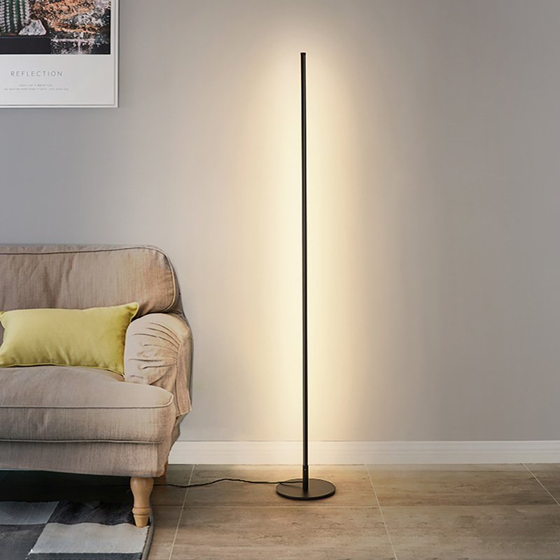 Aeloria | Slim Modern LED Floor Lamp, Dimmable with Remote Control, Black, Gold, White