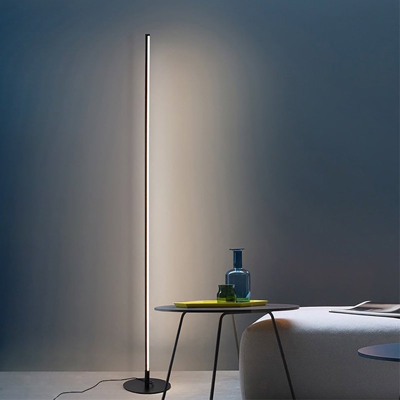 Aeloria | Slim Modern LED Floor Lamp, Dimmable with Remote Control, Black, Gold, White