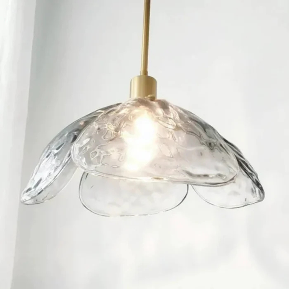 Aurielle | Modern Petal Pendant Lamp in Colored Glass and Brass