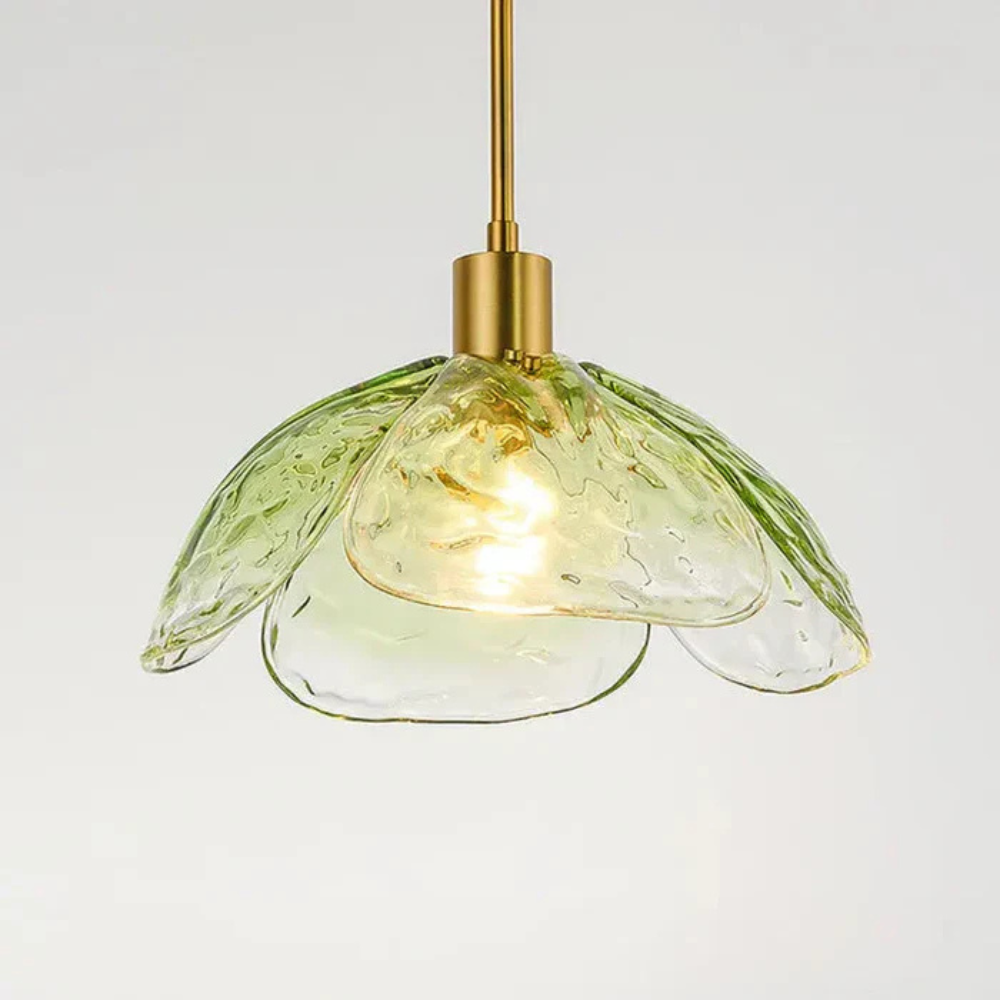 Aurielle | Modern Petal Pendant Lamp in Colored Glass and Brass