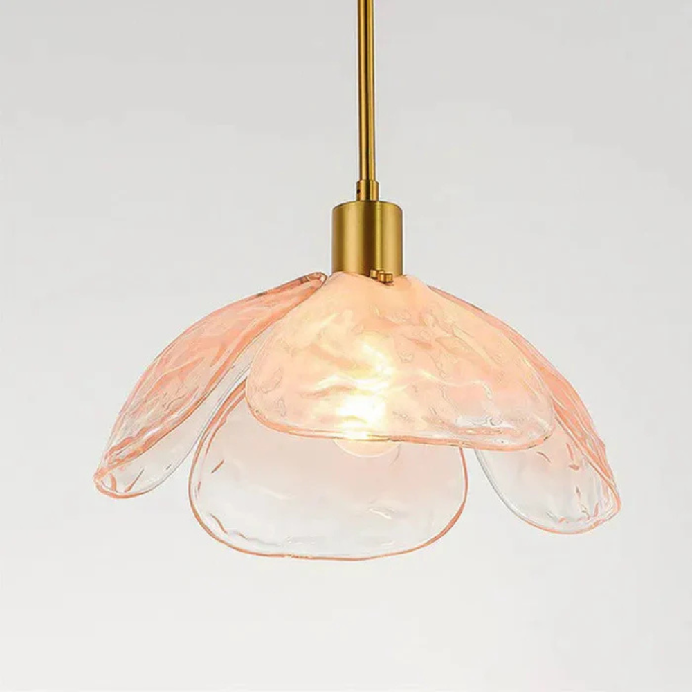 Aurielle | Modern Petal Pendant Lamp in Colored Glass and Brass