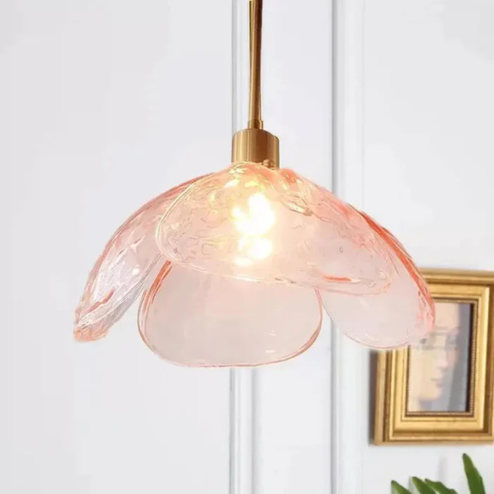 Aurielle | Modern Petal Pendant Lamp in Colored Glass and Brass