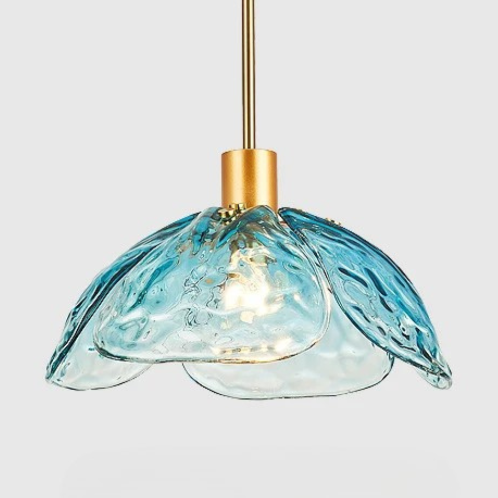 Aurielle | Modern Petal Pendant Lamp in Colored Glass and Brass
