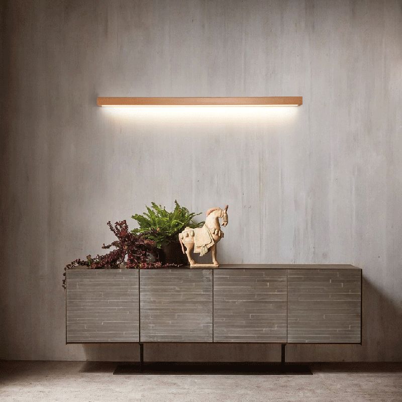 Talori | 1/2-Light Modern Linear LED Wall Light in Wood & Acrylic for Mirror and Living Area