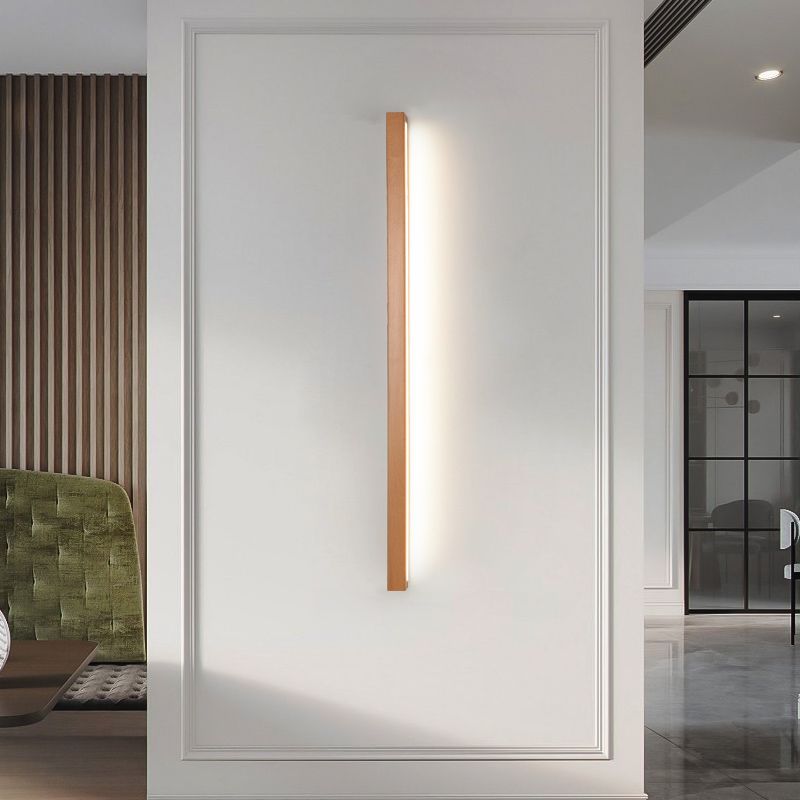 Talori | 1/2-Light Modern Linear LED Wall Light in Wood & Acrylic for Mirror and Living Area