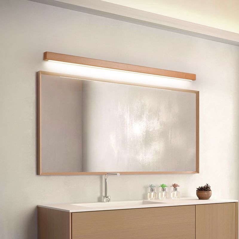 Kirrea | Modern Linear LED Wall Light, 1/2-Light Wood & Acrylic for Mirror and Living Area