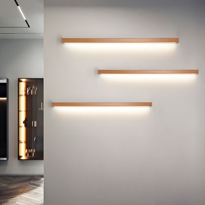 Talori | 1/2-Light Modern Linear LED Wall Light in Wood & Acrylic for Mirror and Living Area