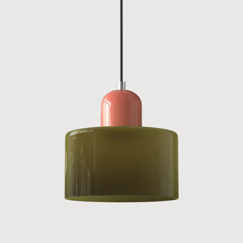 Aloria Modern Two-Tone Cylindrical Glass Pendant Lamp