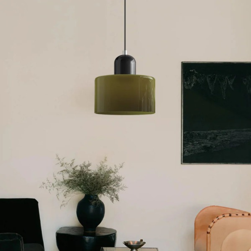 Aloria Modern Two-Tone Cylindrical Glass Pendant Lamp