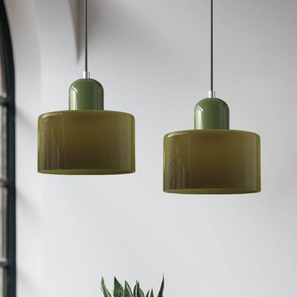 Aloria Modern Two-Tone Cylindrical Glass Pendant Lamp
