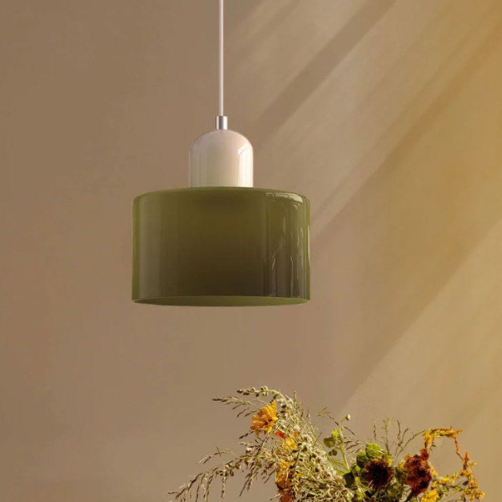 Aloria Modern Two-Tone Cylindrical Glass Pendant Lamp