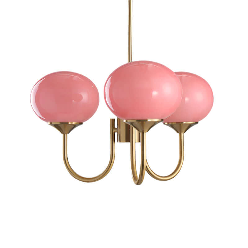 Modern chandelier with pink glass shades 0