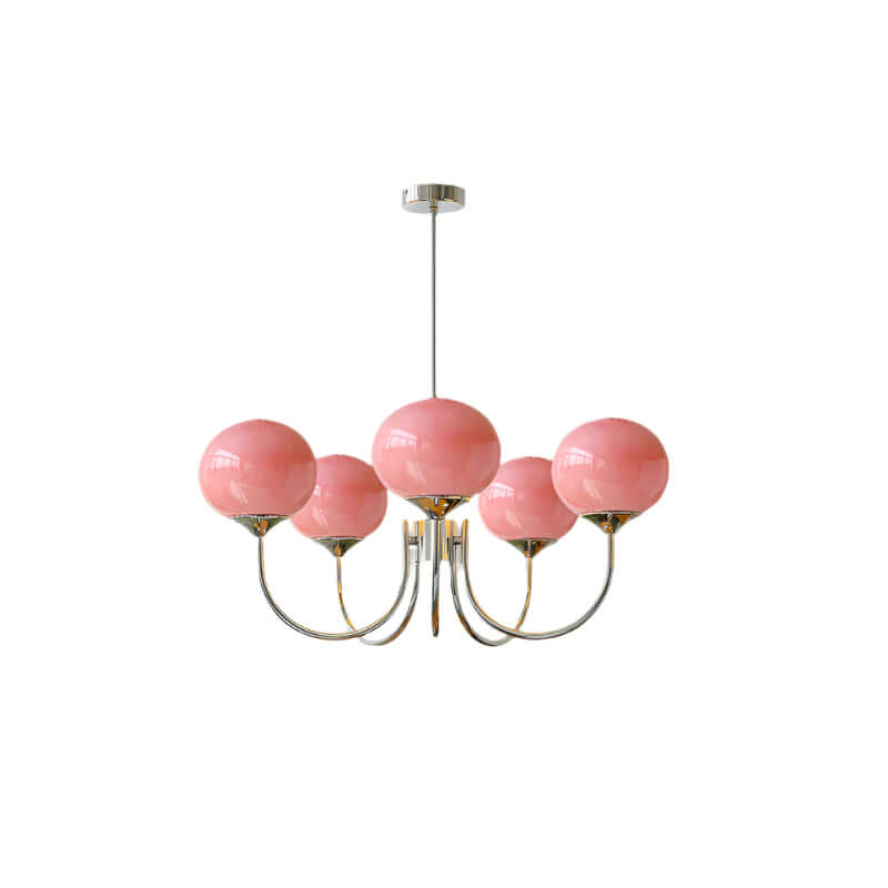 Modern chandelier with pink glass shades 13