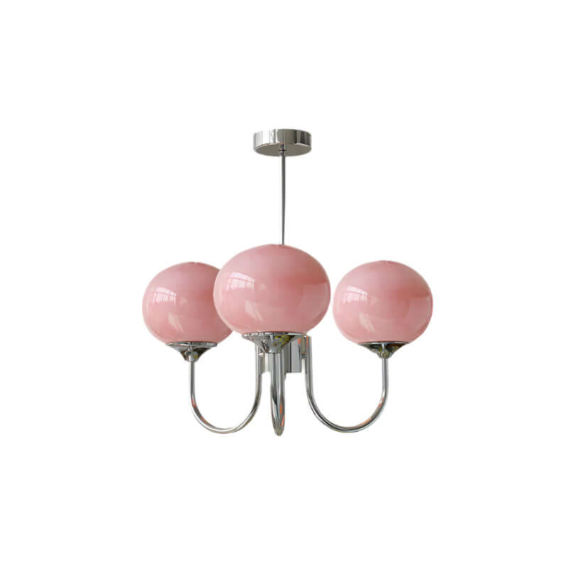 Modern chandelier with pink glass shades 15