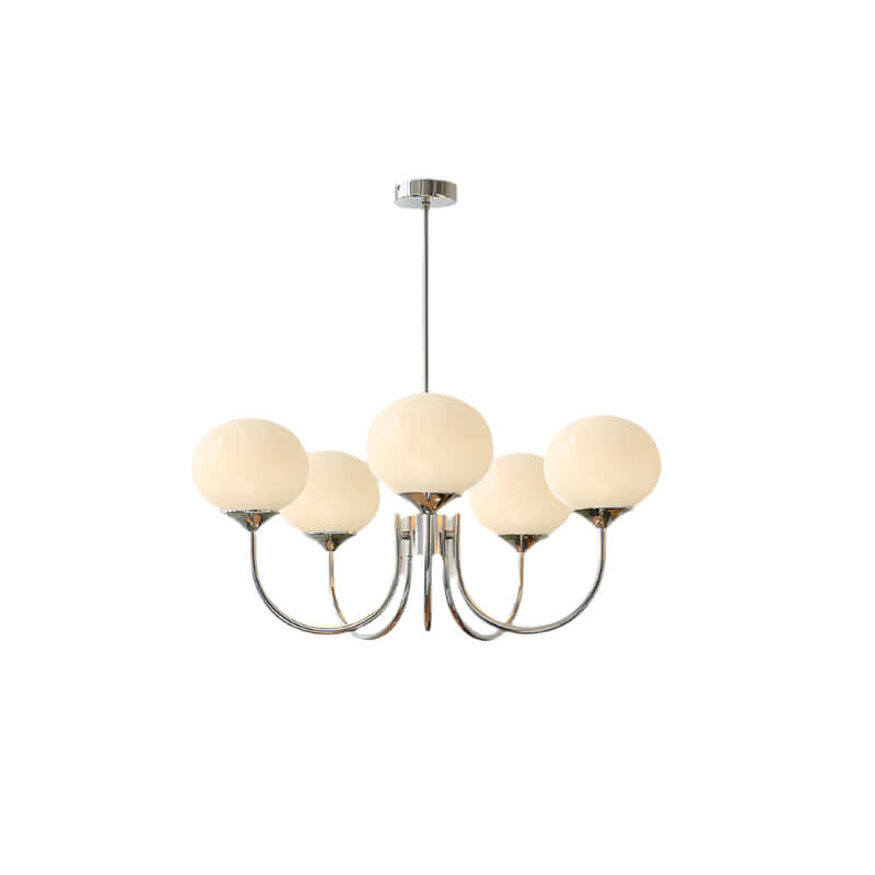 Modern chandelier with pink glass shades 17