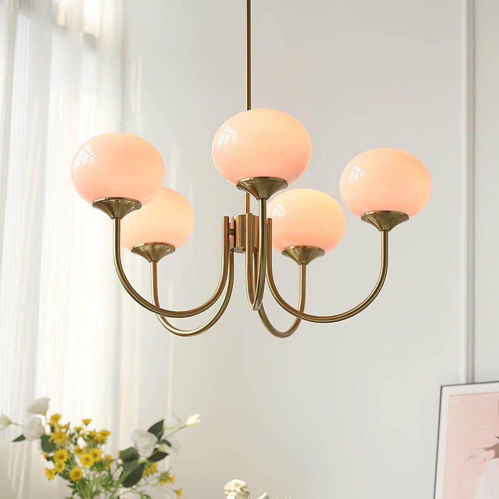 Modern chandelier with pink glass shades 2
