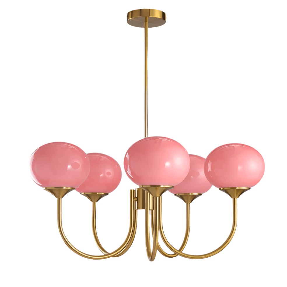 Modern chandelier with pink glass shades 9