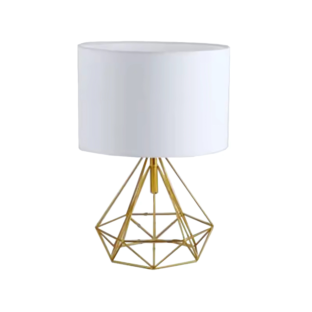 Lumera | Geometric Table Lamp in Nordic Style with Fabric Shade for Bedroom and Home Decor