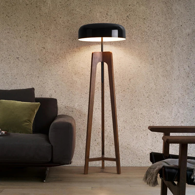 Ravello | Classic Floor Lamp in Wood-Bamboo Design With Elegant Walnut Finish