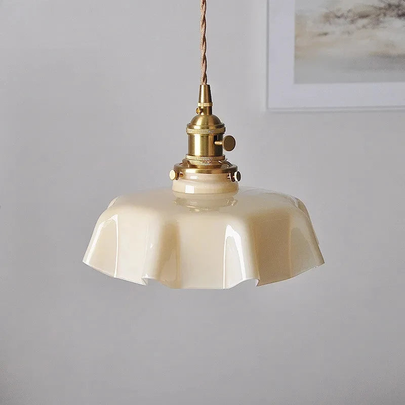 Liora | Brass and Glass Petal Pendant Light Vintage Romantic Style