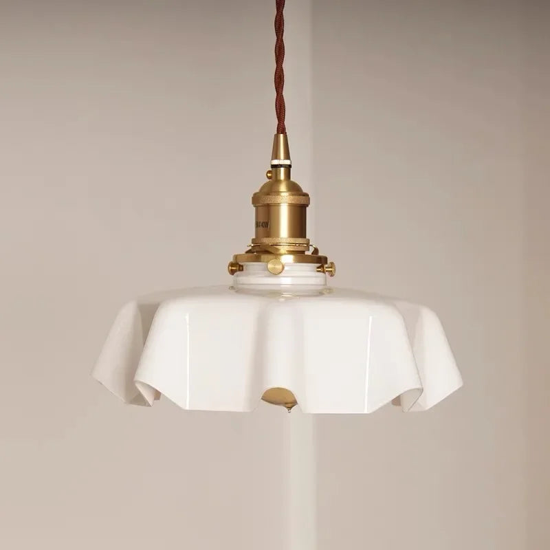 Liora | Brass and Glass Petal Pendant Light Vintage Romantic Style