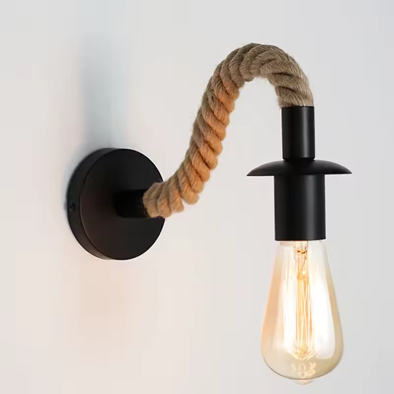 Mirello | Hemp Rope Iron Wall Lamp