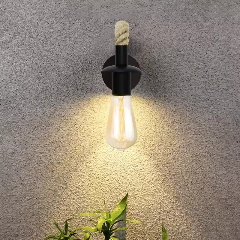 Mirello | Hemp Rope Iron Wall Lamp