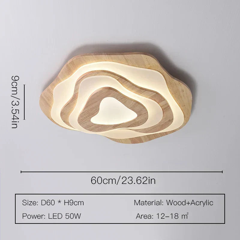 Aureon Bloom Wood & Metal Chandelier, Two-Layer Design