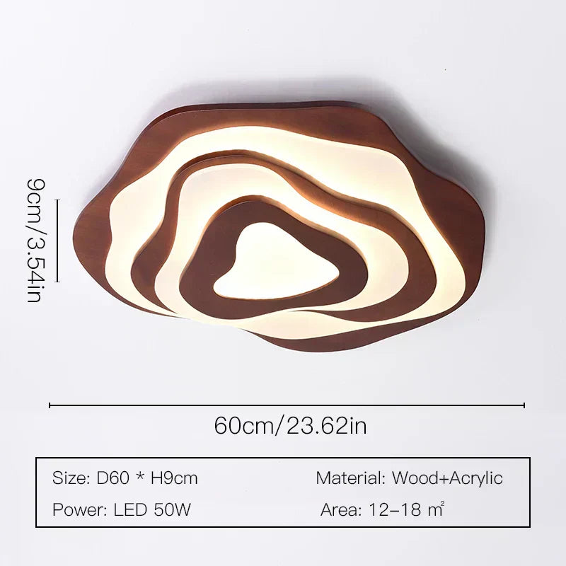 Aureon Bloom Wood & Metal Chandelier, Two-Layer Design