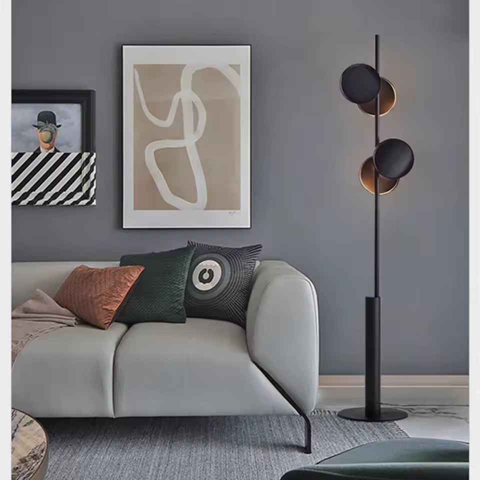 Lynrae | Nordic Minimalist Floor Lamp in Black With Up and Down LED Lighting