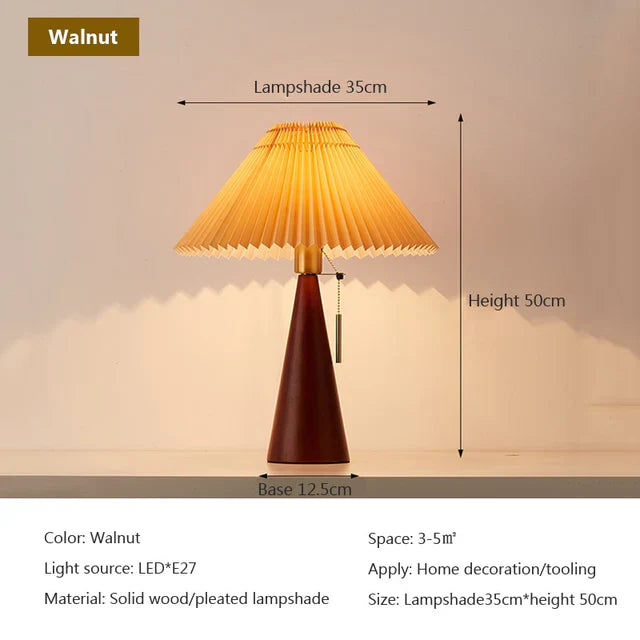 Kairoa Japanese-Inspired Walnut Retro Table Lamp Wood Accent
