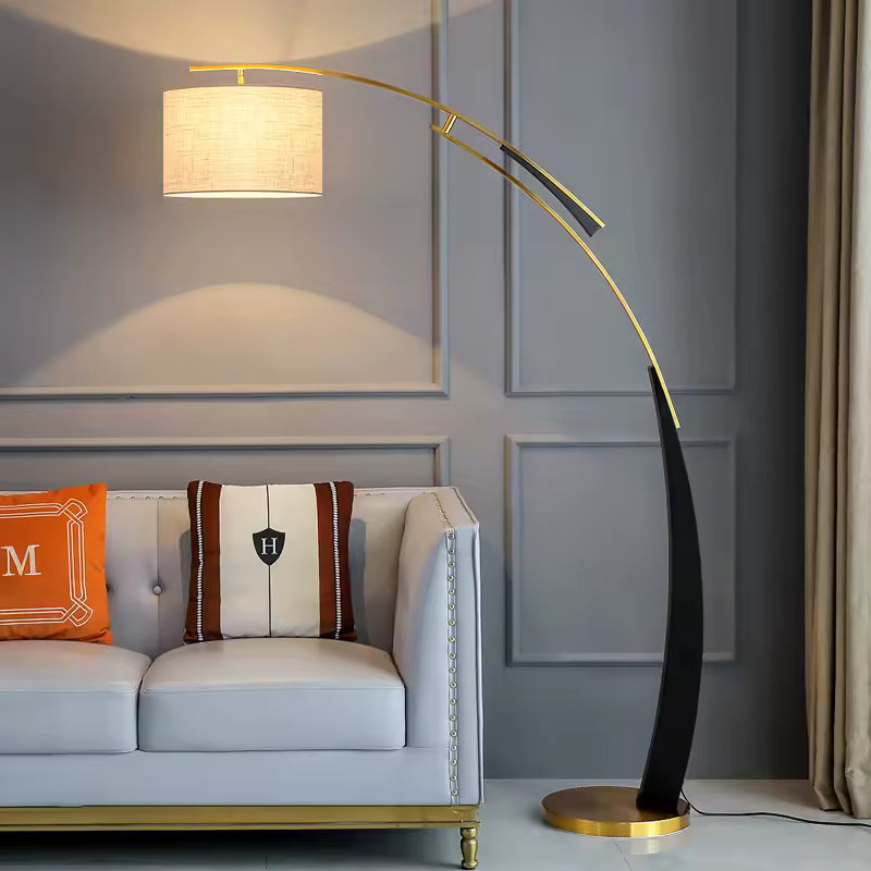 Asteri | Nordic Style Floor Lamp With Fabric Shade For Living Room & Bedroom