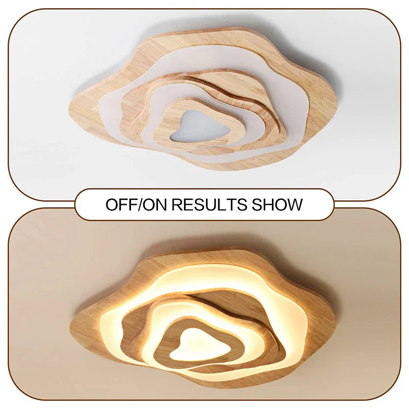 Aureon Bloom Wood & Metal Chandelier, Two-Layer Design