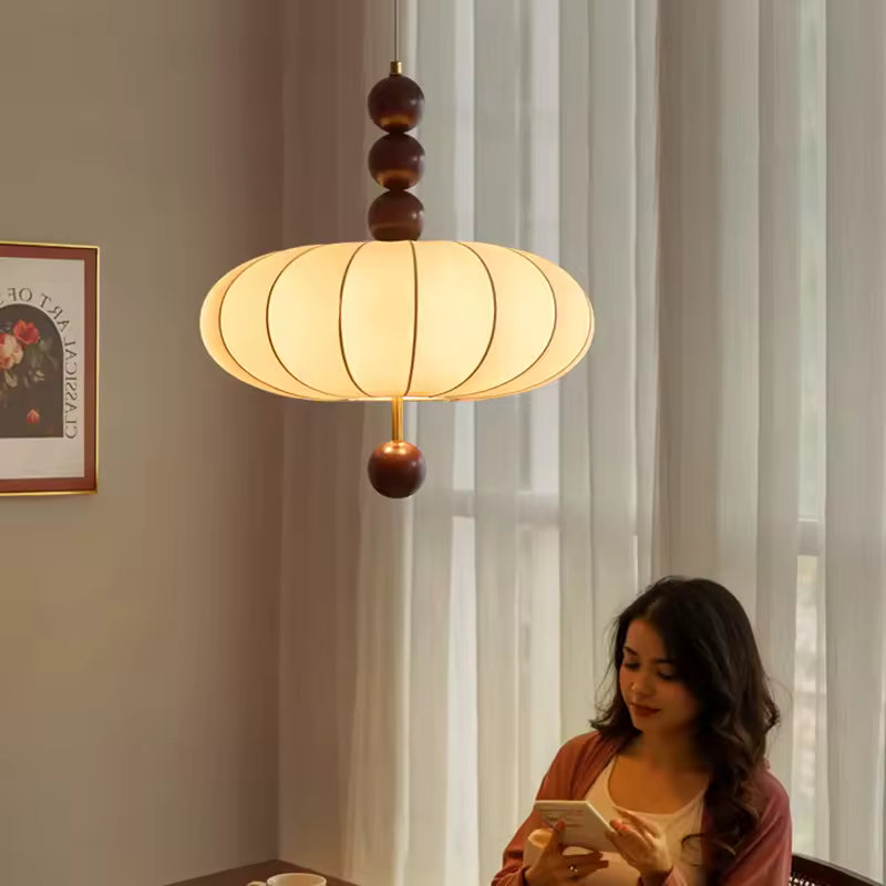 Mirelle | Fabric Pendant Lamp in French Medieval Wabi-Sabi Style