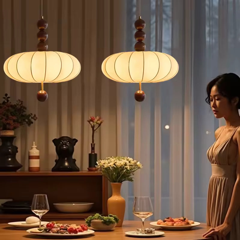 Mirelle | Fabric Pendant Lamp in French Medieval Wabi-Sabi Style