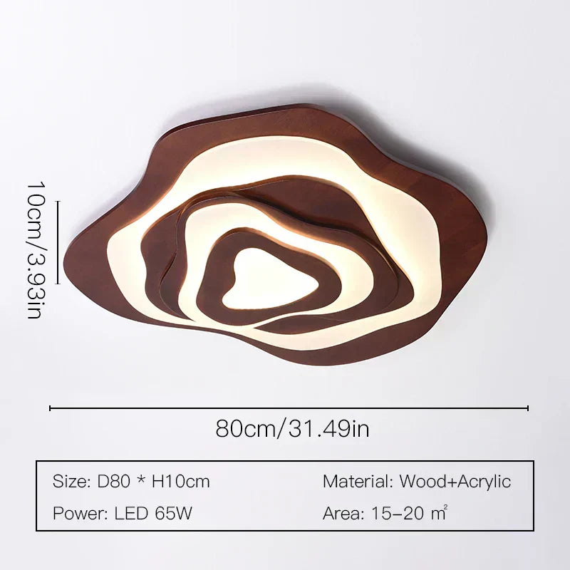 Aureon Bloom Wood & Metal Chandelier, Two-Layer Design