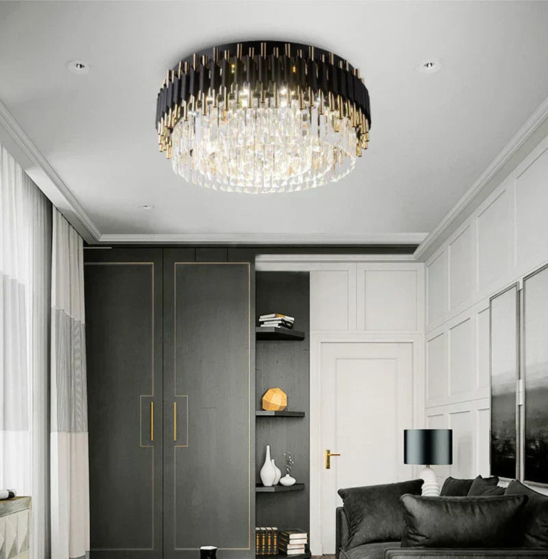 Astrahaven Crystal Black Chandelier With Retro Modern Charm