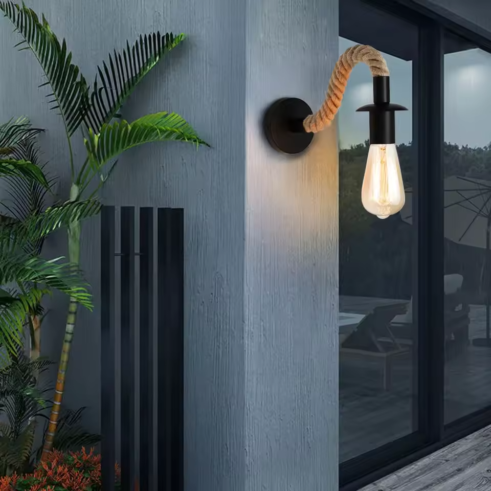 Mirello | Hemp Rope Iron Wall Lamp