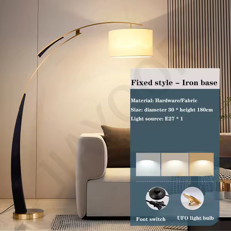 Asteri | Nordic Style Floor Lamp With Fabric Shade For Living Room & Bedroom