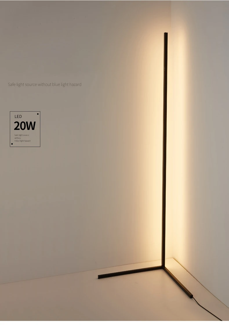 LumaCove | Minimalist LED Floor Lamp in Black or White, Modern Aluminum Corner Lamp