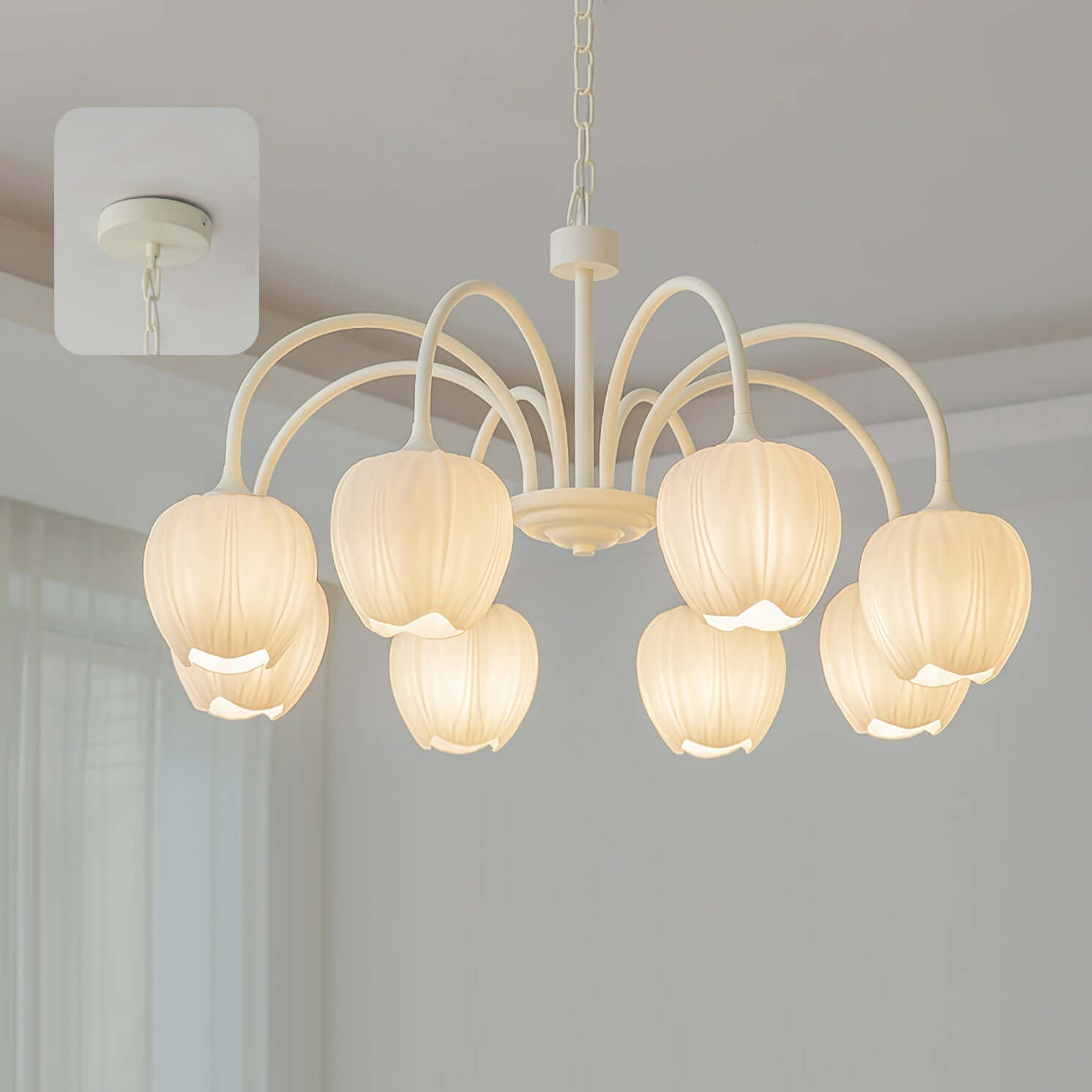 Tulip Matcha Chandelier - 5-8 Lights 11