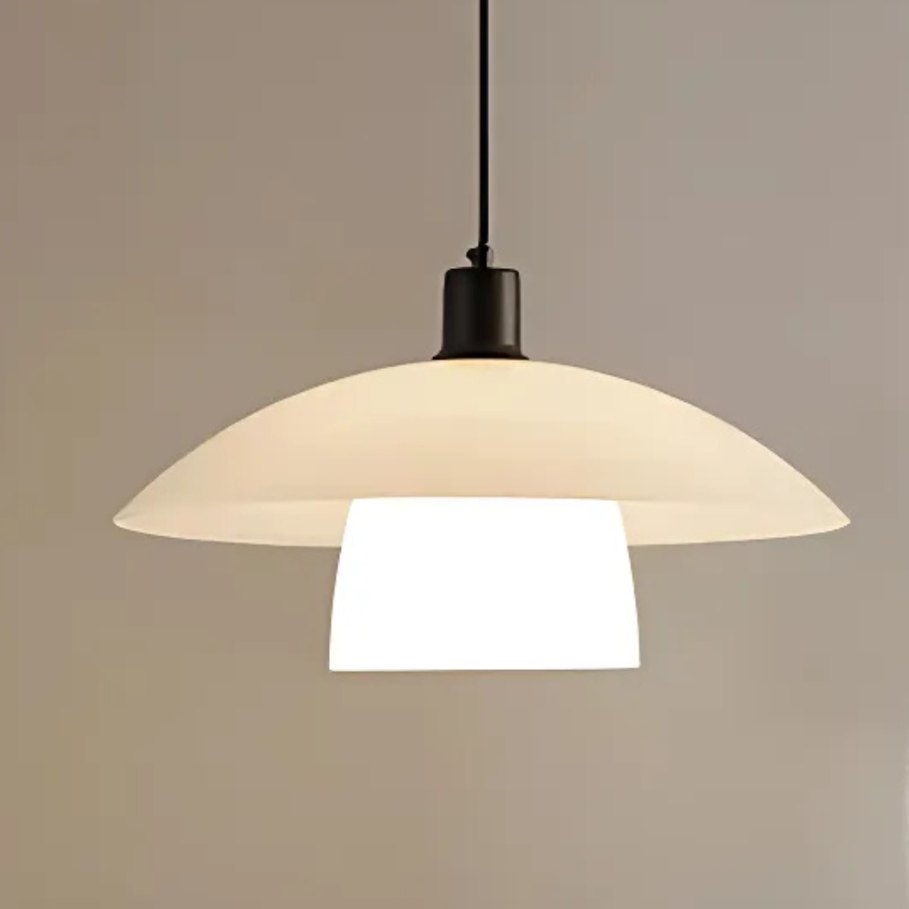 Kiyomi | White Flat Shade Hanging Lamp in Japanese Minimalist Style