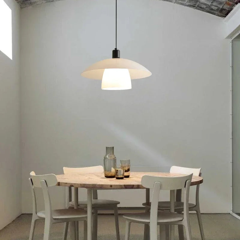 Kiyomi | White Flat Shade Hanging Lamp in Japanese Minimalist Style