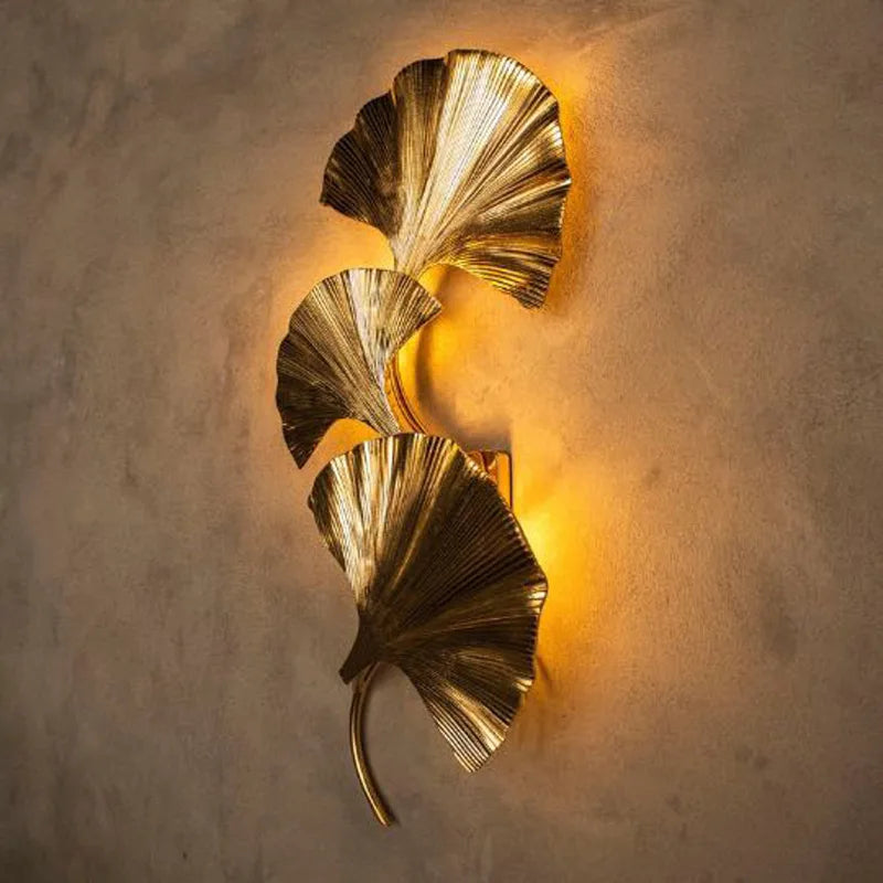 AuroraLeaf Wall Light Mid-Century Gold Sconce Luminaire