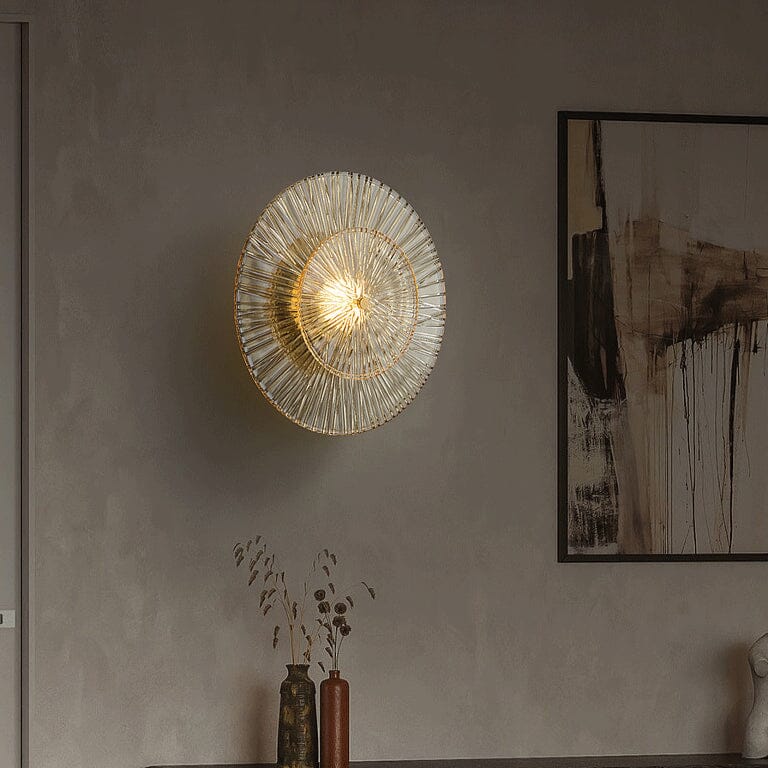 Aurelia Glas-Wandlampe Mattgoldrahmen mit Kristallen